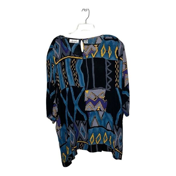 Silhouettes Gauzy Crinkle Abstract Top Womens 4X Rayon Artsy Art To Wear Boho - Picture 1 of 11